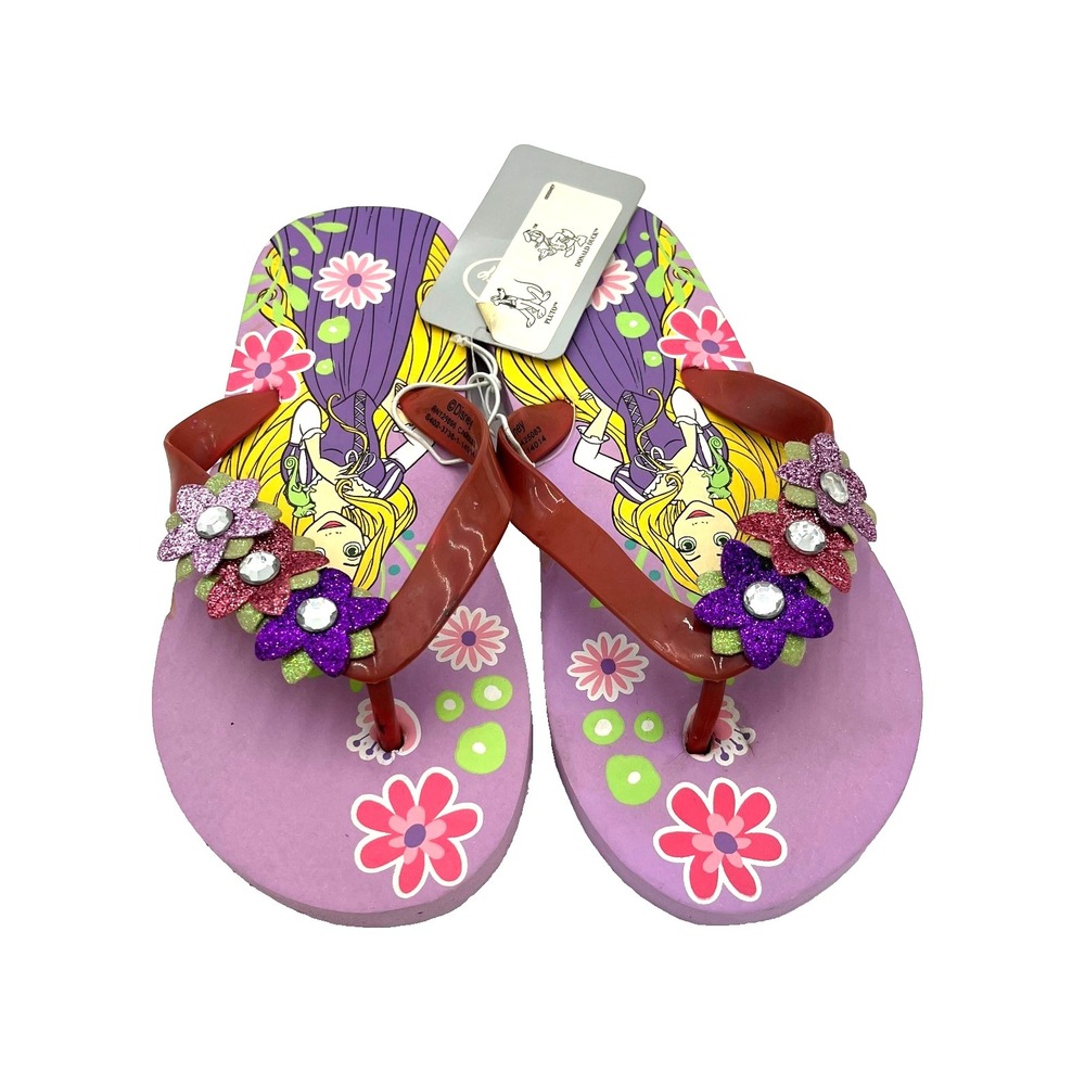 Disney Princess Rapunzel Tangled Girl's Purple Flip Flop Sandal Size 9/10 New - Picture 2 of 3